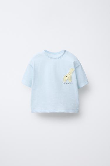 GIRAFFE APPLIQUÉ T-SHIRT - Light blue by Zara