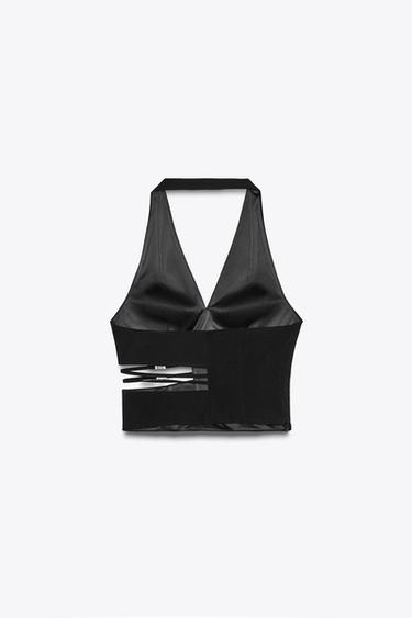CUT-OUT HALTER TOP - Black by Zara - Image 8