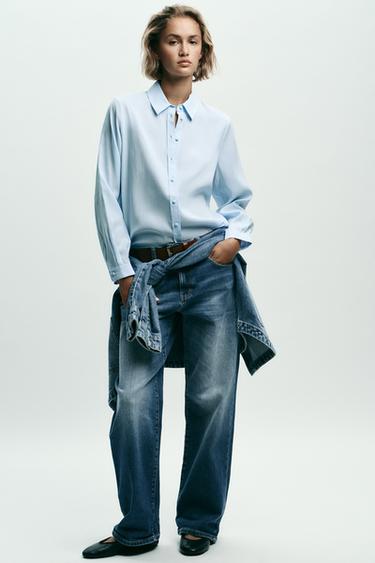 SOFT-TOUCH FLOWING SHIRT - Sky blue by Zara