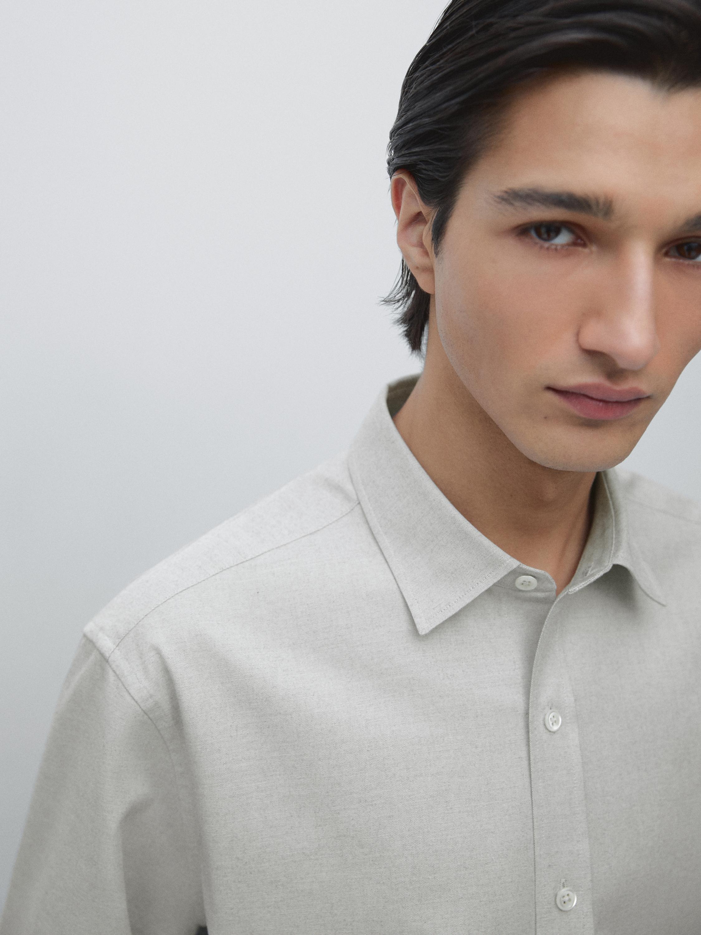 Chemise regular fit en coton mélangé