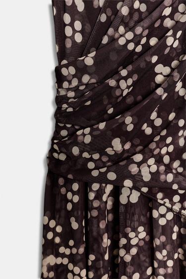 ROBE LONGUE EN TULLE À POIS - Marron / Écru de Zara - Image 8