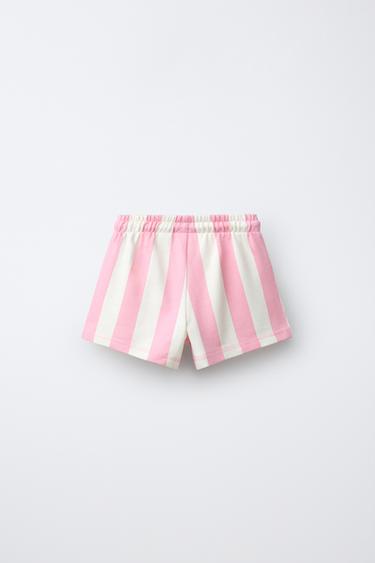SHORT EN MOLLETON À RAYURES - Rose pastel de Zara - Image 1