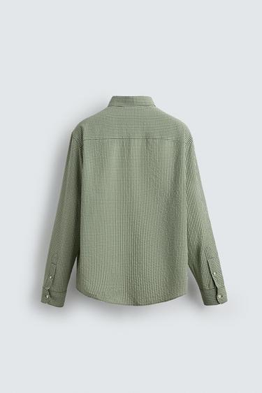CHEMISE STRUCTURÉE À CARREAUX - Vert de Zara - Image 7