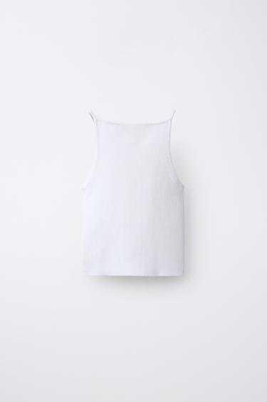 RIBBED KNIT TOP - Oyster-white by Zara