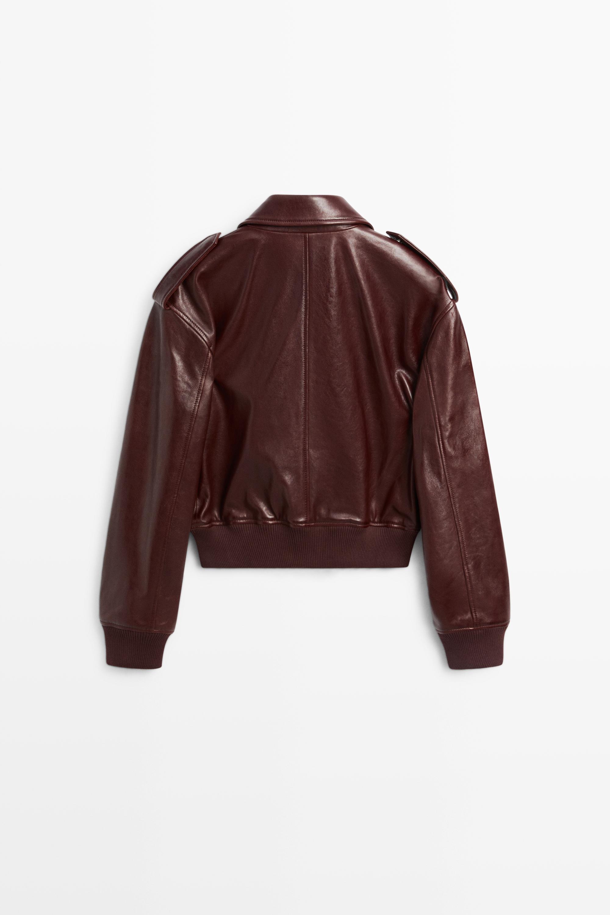 Nappa leather bomber jacket with pockets