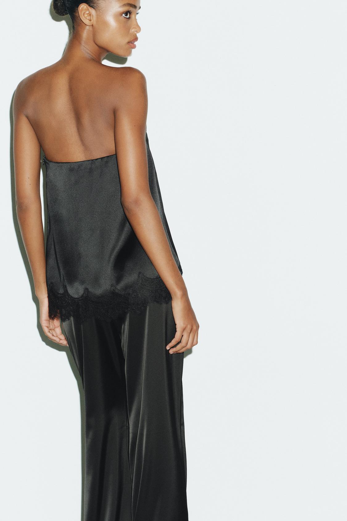 SATIN EFFECT LACE TOP