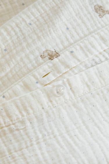 CHILDREN'S MUSLIN ELEPHANT DUVET COVER - Grey by Zara - Image 3