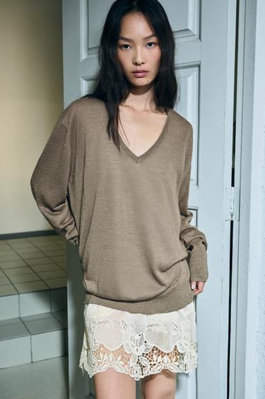COMBINED KNIT SWEATER - Beige by Zara