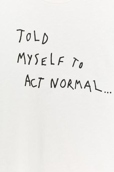SLUB KNIT SLOGAN T-SHIRT - White by Zara - Image 3