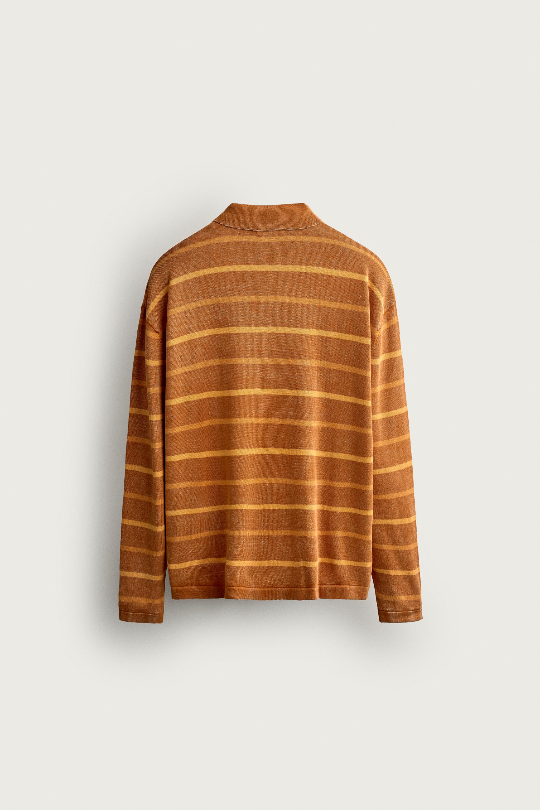 WASHED STRIPED KNIT POLO