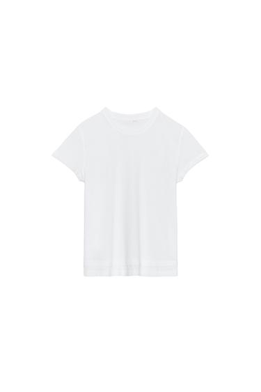 DOUBLE HEM SHORT SLEEVE T-SHIRT - White by Zara
