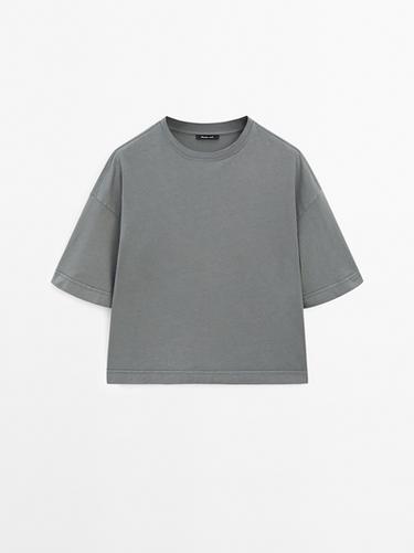 Camiseta manga corta 100% algodón - Gris azul de Zara - Imagen 0