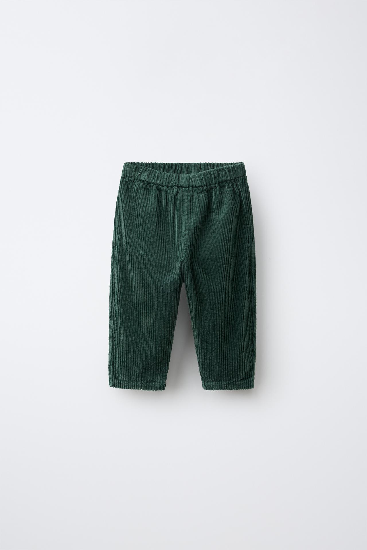 CORDUROY BAGGY PANTS — Mid-green