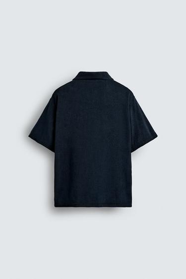 REGULAR FIT TOWELLING POLO SHIRT - Navy blue by Zara - Image 7
