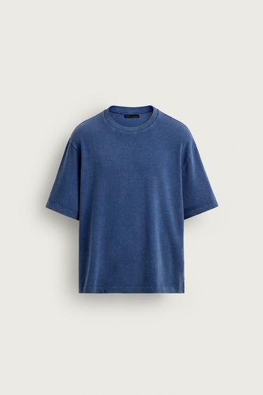 CAMISETA PUNTO BOXY FIT - Azul de Zara
