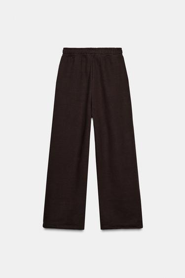 PANTALÓN FELPA BÁSICO RECTO BAJO AJUSTABLE - Marrón de Zara