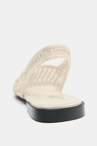 BALLERINES RÉSILLE OUVERTES À L'ARRIÈRE - Écru de Zara - Image 3