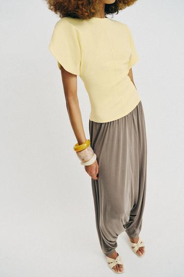 T-SHIRT À MANCHES BOUFFANTES - Jaune de Zara - Image 3