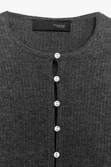 PULL EN MAILLE CÔTELÉE - Gris de Zara - Image 5