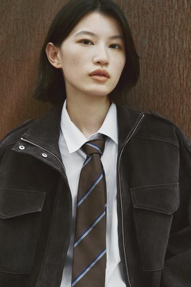 SUEDE LEATHER JACKET - Charcoal by Zara