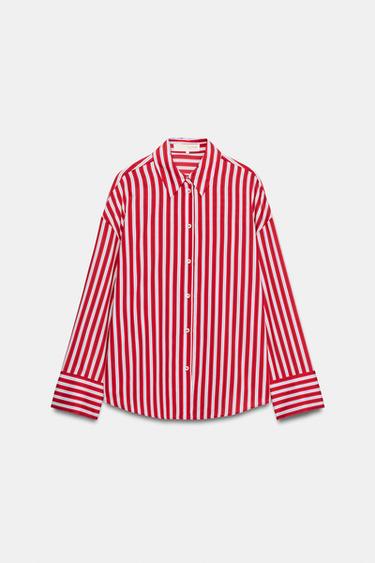 CHEMISE RAYÉE - Blanc / Rouge de Zara - Image 7