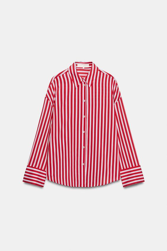 CHEMISE RAYÉE - Blanc / Rouge de Zara - Image 7