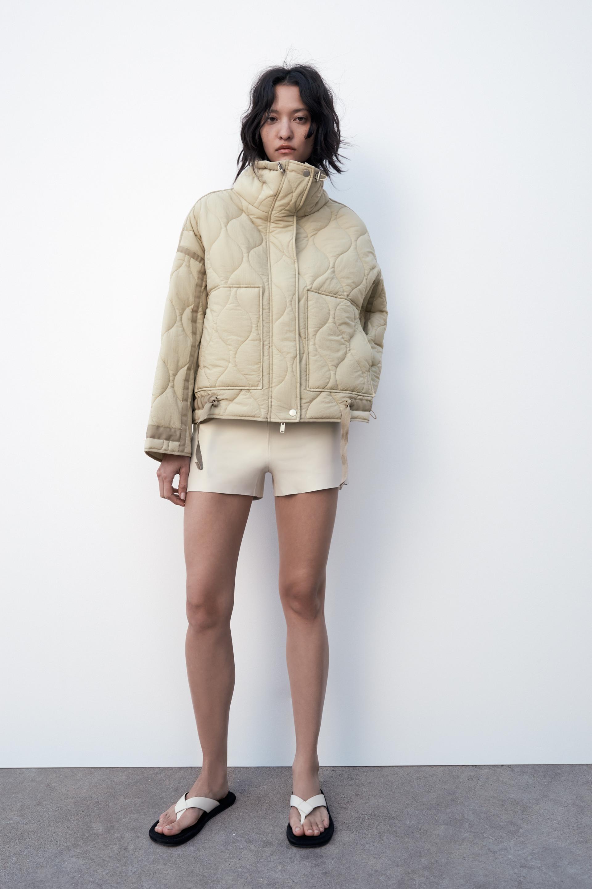 FAUX SHEARLING QUILTED ANORAK - Ecru
