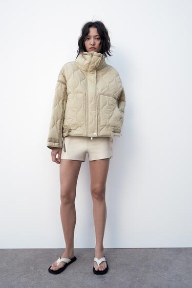 СТЕГАНАЯ КУРТКА С ЗАВЯЗКАМИ — ZW COLLECTION — ЭКРЮ от Zara — изображение 0