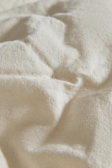 LINEN AND COTTON QUILTED BEDSPREAD - Ecru by Zara