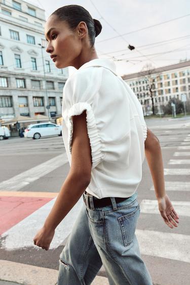 WIDE ARMHOLE SHIRT - Ecru by Zara - Image 4