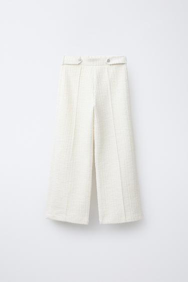 TEXTURED TROUSERS WITH JEWEL BUTTONS - Ecru by Zara - Image 0