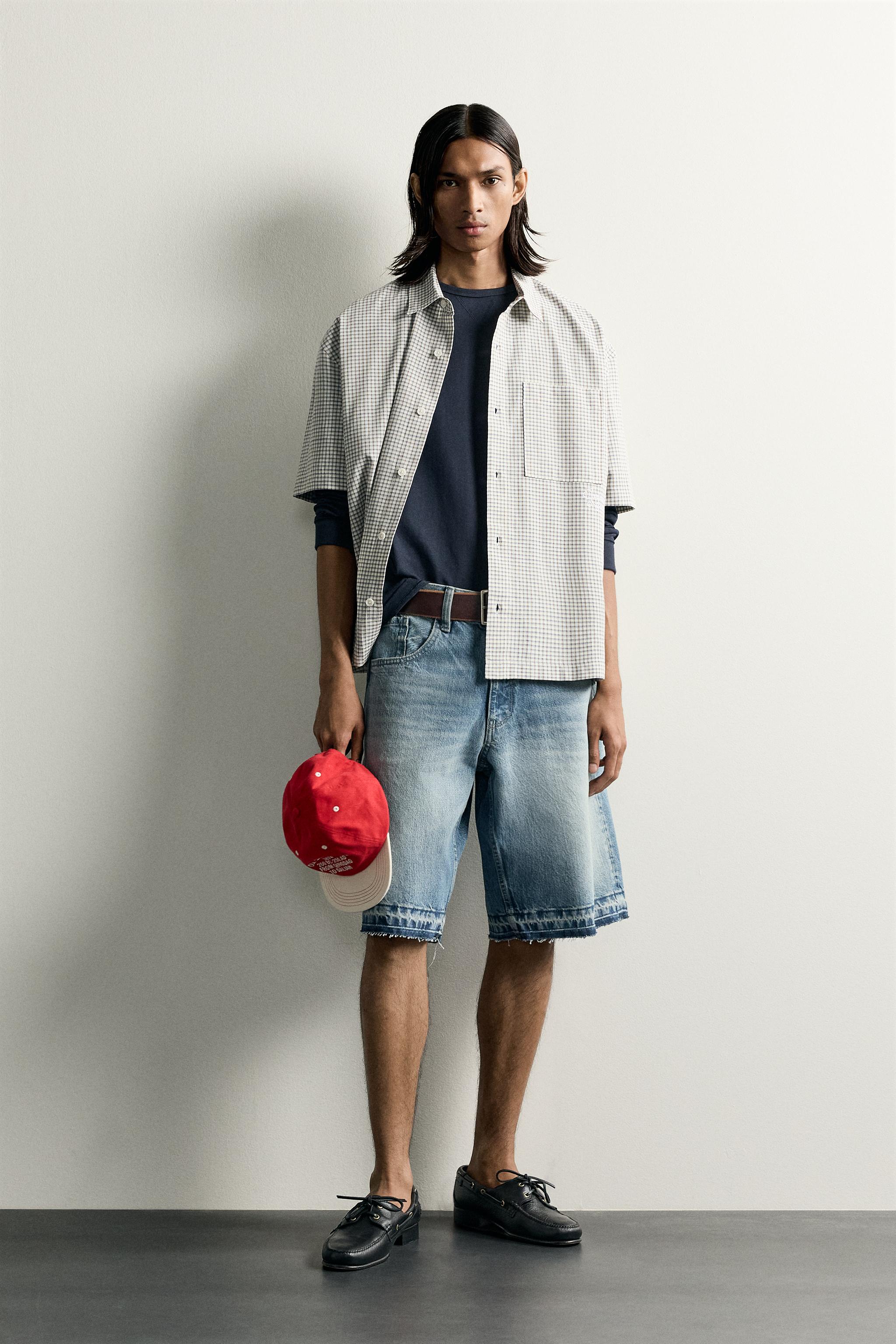 リラックスフィット デニムバミューダパンツ - ライトブルー | ZARA