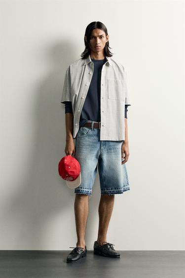 RELAXED FIT DENIM BERMUDA SHORTS - Light blue by Zara