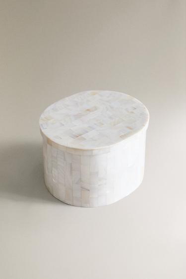 MOTHER-OF-PEARL-EFFECT BATHROOM JAR - Light beige by Zara - Image 1