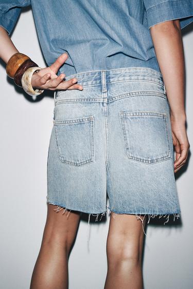 SHORT EN DENIM ZW COLLECTION TAILLE NORMALE - Bleu de Zara - Image 2