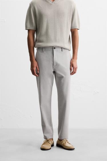 TEXTURED COMFORT TROUSERS - Light grey by Zara