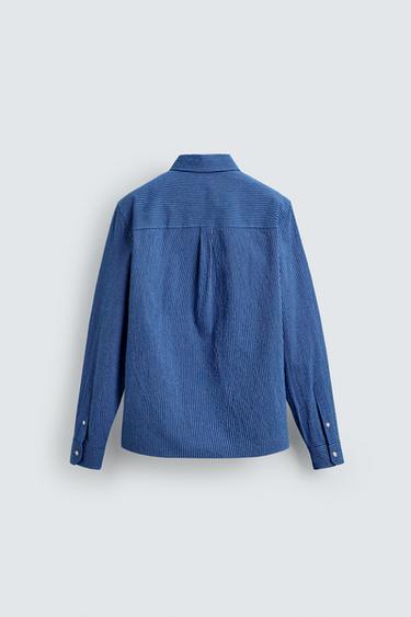 CHEMISE DÉLAVÉE RAYURES - Bleu / Bleu marine de Zara - Image 7