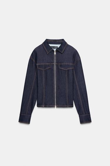 Zara Z1975 FITTED DENIM JACKET - Indigo