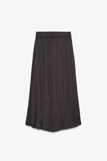 CRINKLED-EFFECT SATIN SKIRT - Brown by Zara