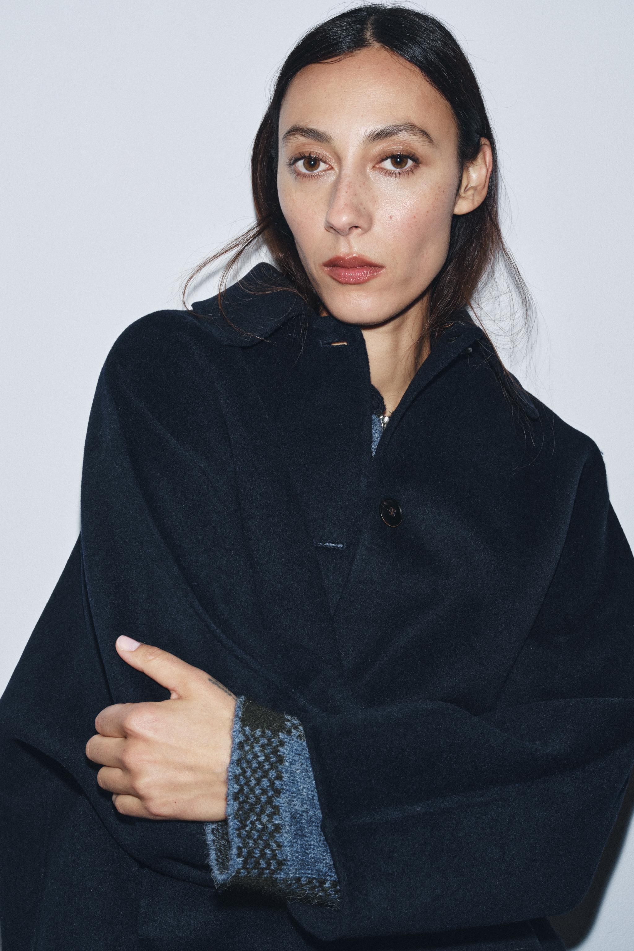 ZW COLLECTION WOOL BLEND FAUX FUR COLLAR JACKET