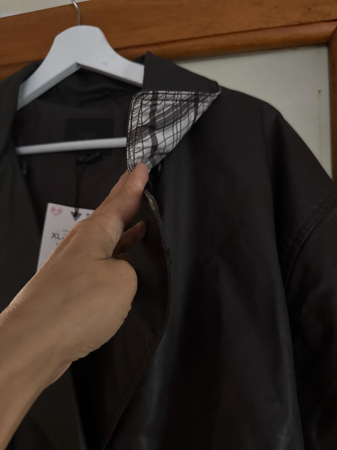 LONG WAXED CHECK TRENCH COAT - Image 7