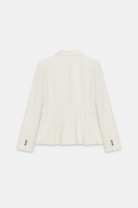 VESTE PÉPLUM À ÉPAULETTES - Écru de Zara - Image 4
