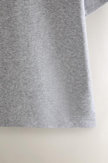 T-SHIRT MANCHES COURTES COTON - Gris de Zara - Image 3