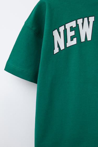 JOGGING SLOGAN T-SHIRT - Dark green by Zara - Image 3