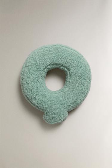 LETTER Q CHILDREN’S CUSHION - Light green by Zara - Image 0