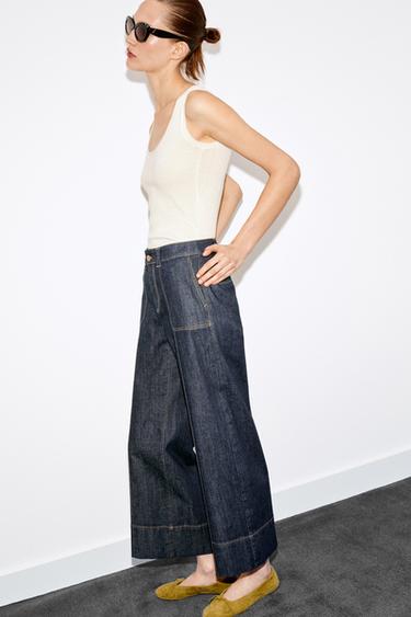 Z1975 MID-WAIST CULOTTES JEANS - Blue by Zara - Image 3