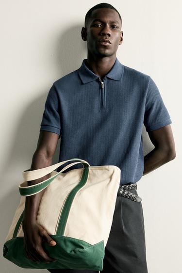 Zara POLO MAJICA REGULAR FIT SA RAJSFERŠLUSOM – mornarsko plava