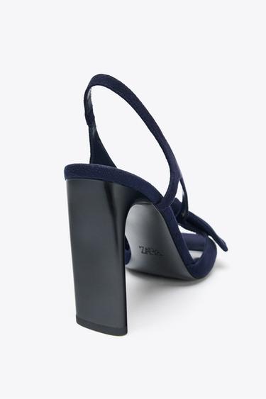 SUEDE BOW HIGH-HEEL SANDALS - Blue by Zara - Image 6