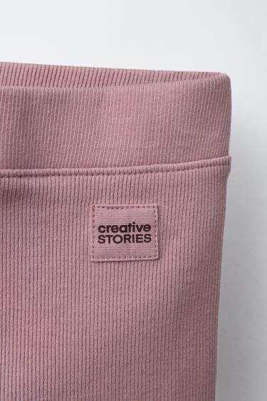 RIBBED LEGGINGS WITH LABEL - Pink / Mauve by Zara - Image 2