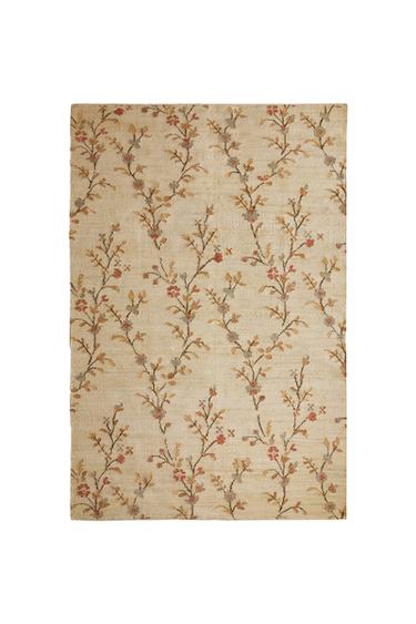 TAPPETO IN IUTA CON FIORI - Beige chiaro di Zara